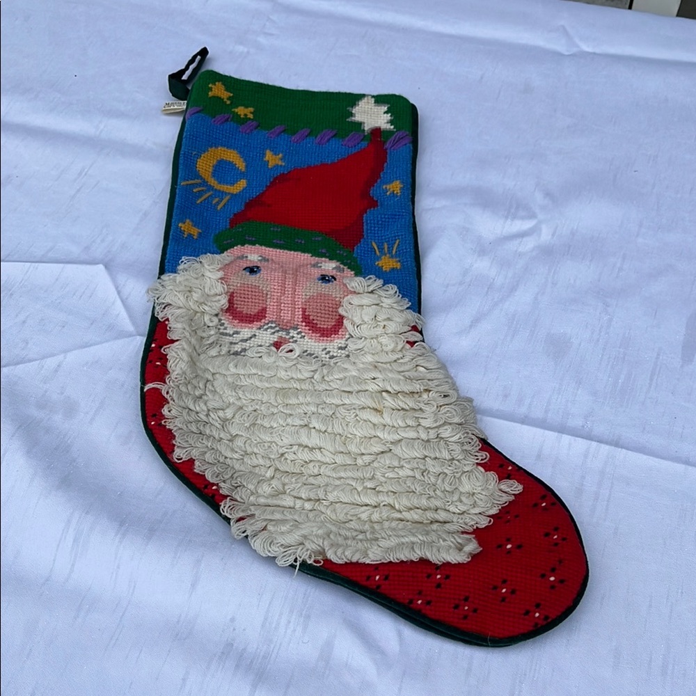 Midwest Whimsical Red and Green Santa Christmas Stocking